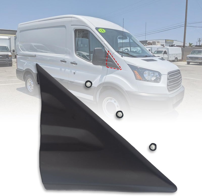 Spwrney Upper Fender Molding for Transit 150 250 350 HD 2015-2021, A Pillar Mirror Corner Cover Trim Accessories, Black, Passenger Right Side, 1PC - Image 1